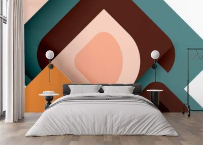 Set of vector modern geometric abstract backgrounds with repeating abstract round shapes patterns and shadow effects Wall mural