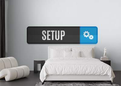 Setup web button, gear icon, flat design Wall mural