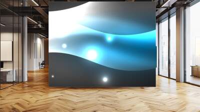 Shiny glowing neon wave, light lines abstract background. Magic energy and motion concept. Vector wallpaper template Wall mural