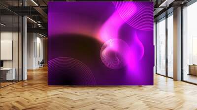 Shiny neon geometric waves template Wall mural