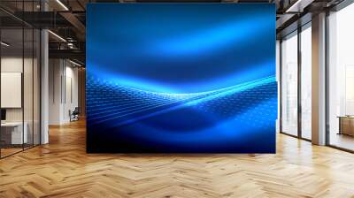 Smooth light effect, straight lines on glowing shiny neon dark background. Energy technology idea Wall mural