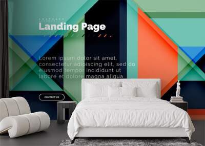 Square shape geometric abstract background, landing page web design template Wall mural