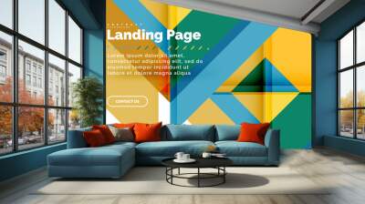 Square shape geometric abstract background, landing page web design template Wall mural