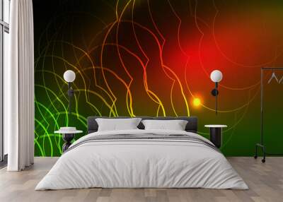 Techno glowing background, futuristic dark template with neon light effects and simple forms, vector Wall mural