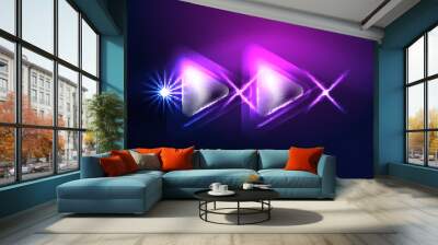 Techno neon triangles with light effects in the dark Wall mural