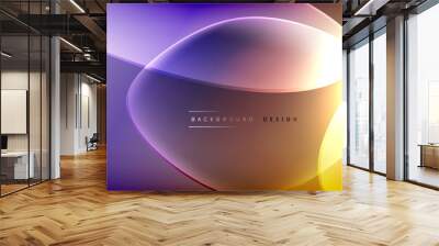 Vector abstract background - liquid bubble shapes on fluid gradient with shadows and light effects. Shiny design template for text Wall mural