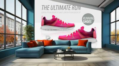 Vector running shoes ad product template Wall mural