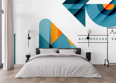 Visually captivating background design showcasing dynamic geometric lines, triangles, and squares. This composition blends precision and movement, creating an engaging graphic with a modern aesthetic Wall mural