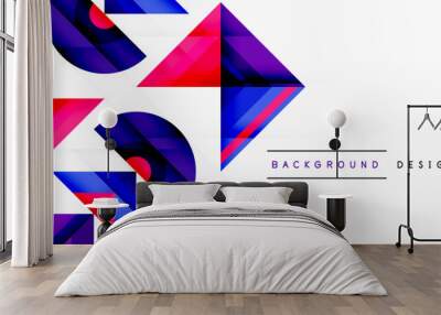 Visually captivating background design showcasing dynamic geometric lines, triangles, and squares. This composition blends precision and movement, creating an engaging graphic with a modern aesthetic Wall mural