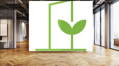 Green City Plant Leaf Eco Ecology Single Icon Flat Color Style Wall mural