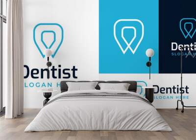 Simple Geometry Dental Dent Dentist Tooth Care Logo Design Branding Template Wall mural