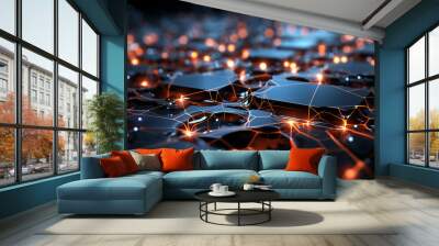 close up view of a chip modern technology concept Wall mural