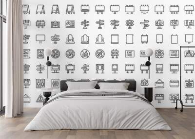 signs billboards information directions symbols advertisements themed icon collection Wall mural