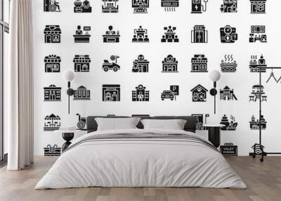 urban amenities modern glyphs city services Wall mural