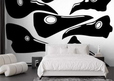 A set of nine plague doctor masks isolated on a white background. Wall mural