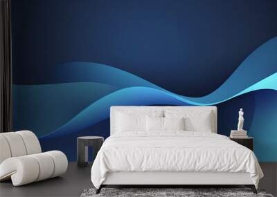 Abstract blue background ,Blue curve design smooth shape by blue color with blurred lines Wall mural