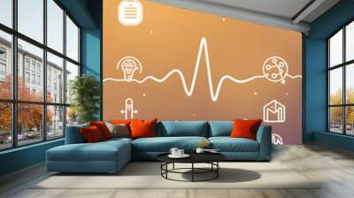 Abstract medical background with flat icons and symbols. Template design with concept and idea for healthcare technology, innovation medicine, health, science and research isolated with white highli Wall mural