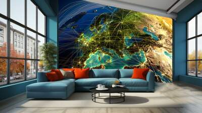 Main air routes in Europe Wall mural