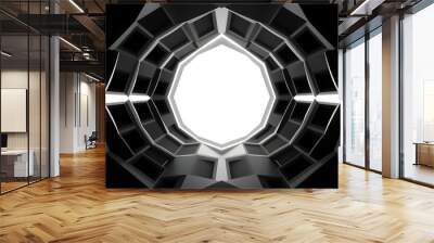 Black and white geometric illusion isolated with white highlights, png Wall mural