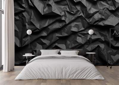 Black crumpled paper texture Wall mural