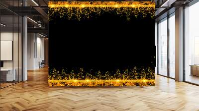 Black friday banner mockup.  A festive golden, glowing frame that is strewn with gold dust isolated with white highlights, png Wall mural