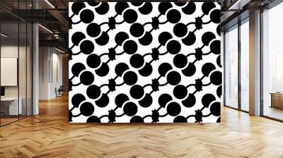 Black pattern with circles on a white background. Geometric seamless pattern for print, fabric design. Wall mural