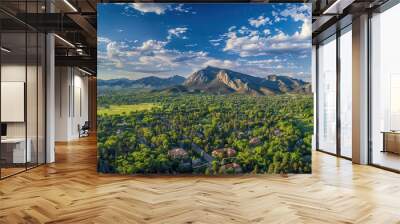 Boulder Colorado. Aerial Panorama of Mountain Landscape in Summer Wall mural