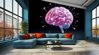 Brain mind psychology and confusion concept art, 3d illustration, surreal mystery artwork, imagination painting, conceptual idea of success isolated with white highlights, png Wall mural