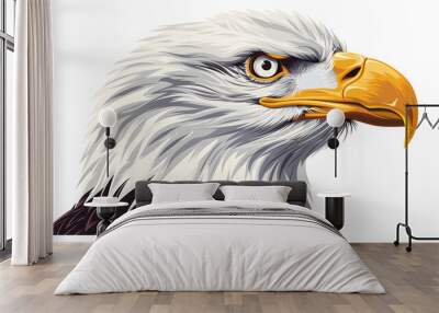 close up side view portrait of an american bald eagle head isolated on , png file isolated on white background, png Wall mural