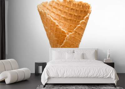 empty ice cream cone isolated on white background Wall mural