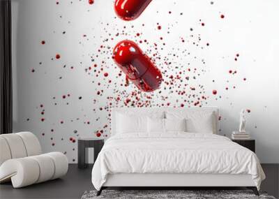 falling paracetamol capsules animation isolated on white background, pop-art, png Wall mural