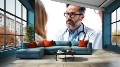 Focused psychologist communicating with patients isolated with white highlights, png Wall mural