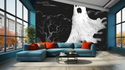 halloween background with ghost Wall mural