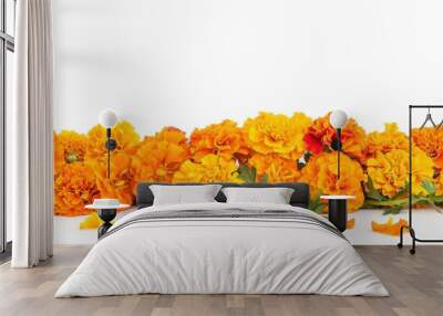 Indian Flower. Beautiful Garland of Marigold Flowers for Traditional Hindu Celebrations Wall mural