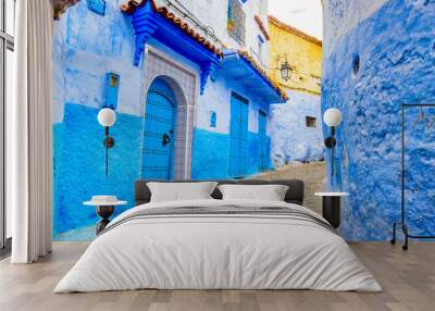 It's Blue walls street of Chefchaouen, Morocco. Wall mural