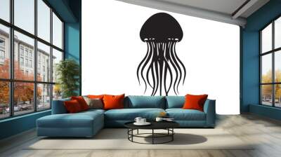 Jellyfish  in cartoon, doodle style . Image for t-shirt, web, mobile apps and ui. Isolated 2d vector illustration in logo, icon, sketch style, Eps 10, black and white. AI Generative Wall mural