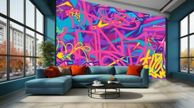 Abstract Colorful Urban Street Art Graffiti Style Vector Illustration Background Template Wall mural