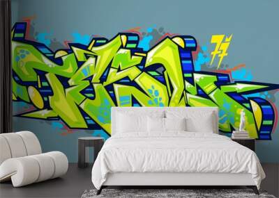 Abstract Urban Graffiti Street Art Word Tesl Lettering Vector Illustration Art Wall mural