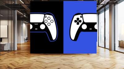 Flat Design Controller Vector Illustration. Black And White Joystick Or Gamepad Isolated Wall mural