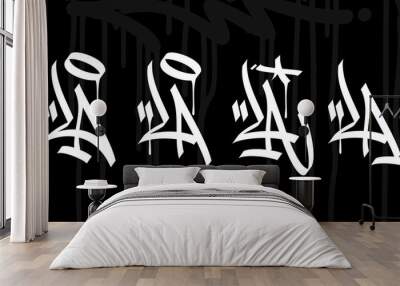 LA As Word Los Angeles Abstract Hip Hop Urban Hand Written Graffiti Style Vector Illustrations Art Wall mural