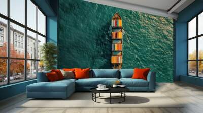 Maritime Shipping. International Container Cargo Ship at Sea for Logistic Transport and Freight Shipping Wall mural