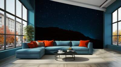 Night landscape with starry sky. Astrology, space Wall mural