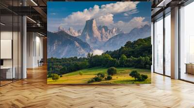 Naranjo de Bulnes known as Picu Urriellu in Asturias, Spain Wall mural