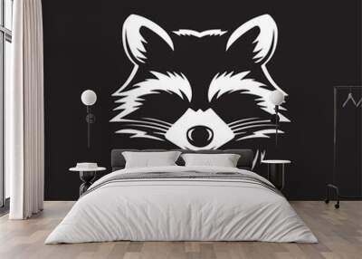 Raccoon in cartoon, doodle style . Image for t-shirt, web, mobile apps and ui. Isolated 2d vector illustration in logo, icon, sketch style, Eps 10, black and white. AI Generative Wall mural