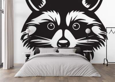 Raccoon in cartoon, doodle style . Image for t-shirt, web, mobile apps and ui. Isolated 2d vector illustration in logo, icon, sketch style, Eps 10, black and white. AI Generative Wall mural