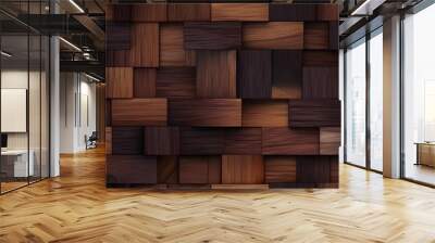 Seamless Pattern Background - Design of a dark 3D teak wood pattern texture - Generative AI Wall mural