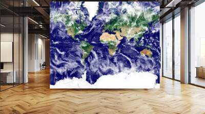 World texture in the Web Mercator projection. Satellite image of the Earth. High resolution texture of the planet with relief shading (land topography) and atmosphere (clouds). Wall mural