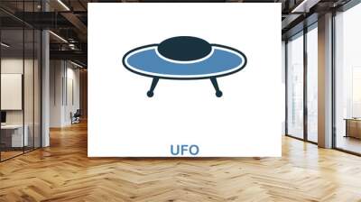 Ufo icon in 2 color design. Pixel perfect simple pictogram ufo icon from space icon collection. UI. Web design, apps, software, print usage. Wall mural