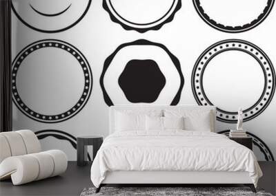 Big set of solid black templates for rubber stamps Wall mural