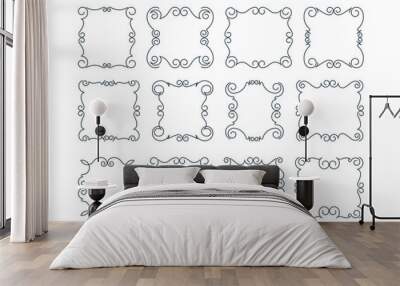 Set of 12 rich decorated calligraphic outlined stroke frames. Wall mural